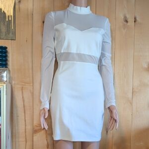 Chic Long Sleeve White Dress